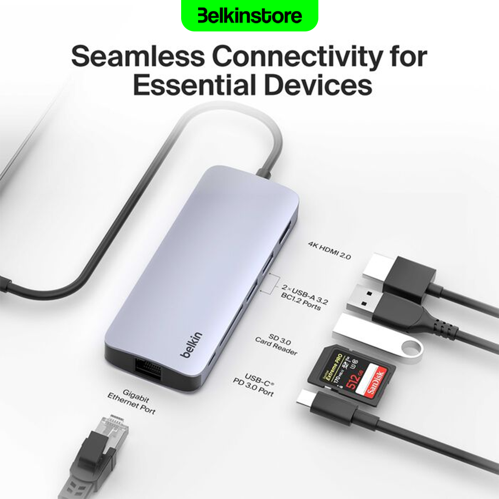 هاب 6 در 1 بلکین (نسخه 2)- Connect USB-C 6-in-1 Multiport Hub AVC008fqSGY-V2