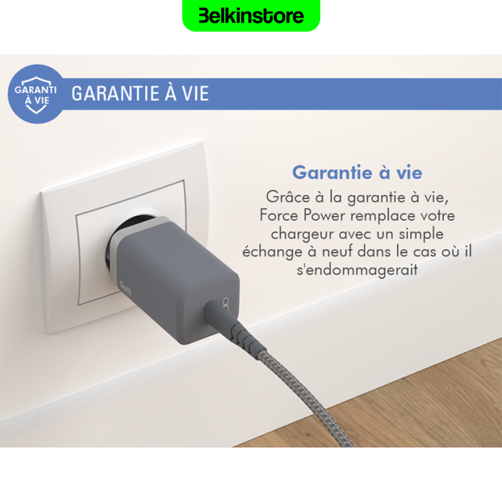 شارژر 65 واتی فورس پاور - USB C PD 65W FORCE POWER GREY - مدل FPCS65WGANCG