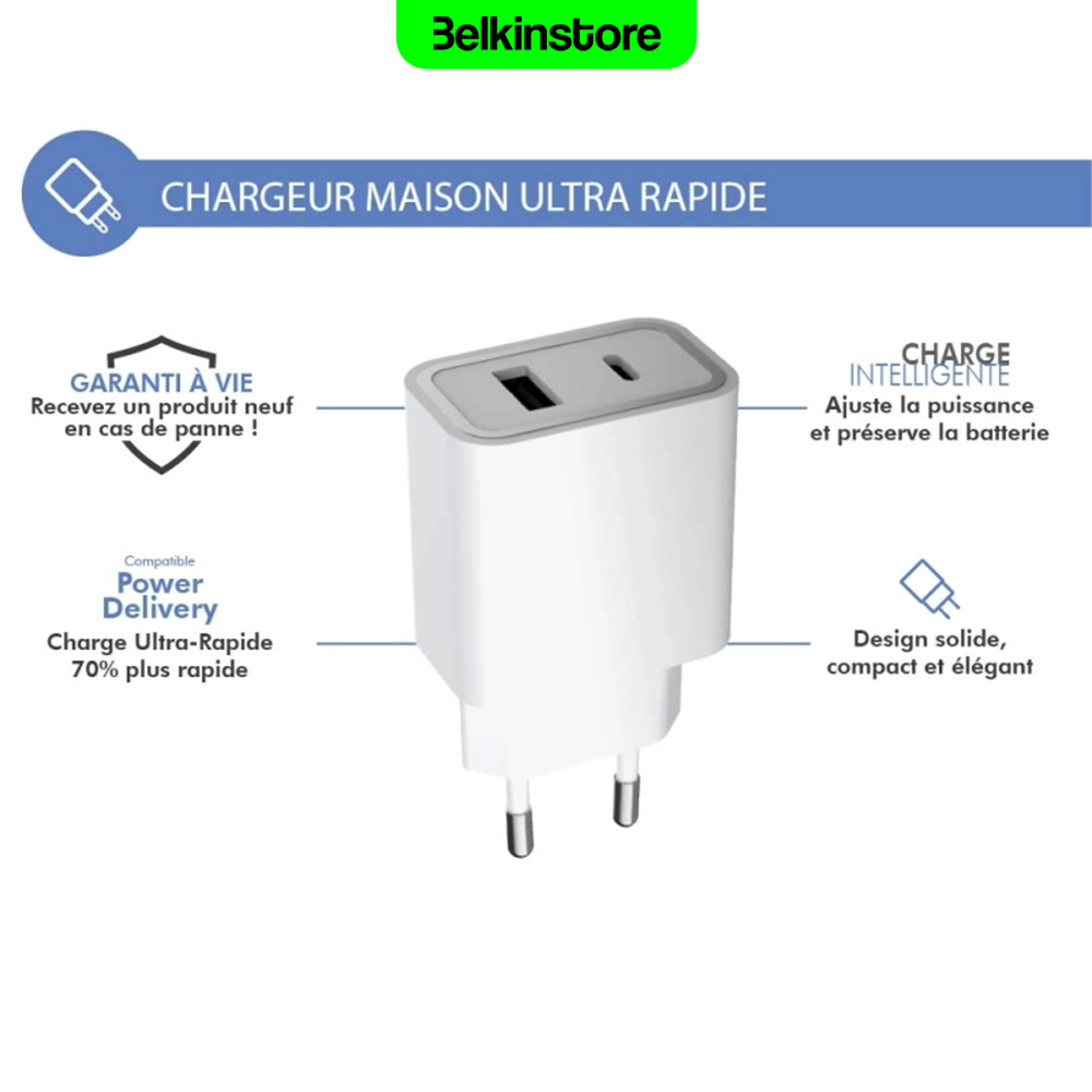 شارژر 37 واتی فورس پاور مدل - USB-C PD FORCE POWER - مدل FPLICS2AC37WPDW