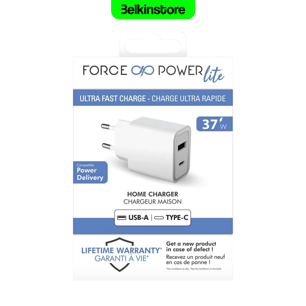 شارژر 37 واتی فورس پاور مدل - USB-C PD FORCE POWER - مدل FPLICS2AC37WPDW